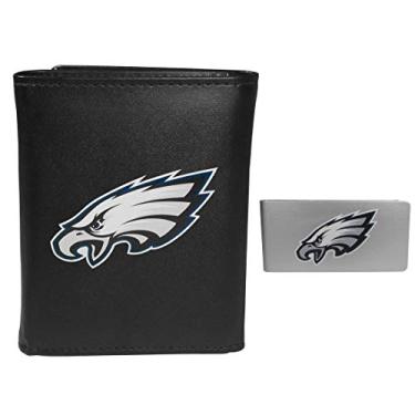Imagem de Carteira masculina NFL Philadelphia Eagles com três dobras e clipe para dinheiro, preta, tamanho único
