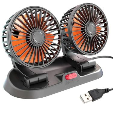 Imagem de Ventilador Duplo Usb Mesa Escritorio Escrivaninha Carro Estudos Sol Verao Auotmotivo 2 Velocidades Calor Dias Quentes