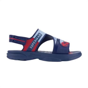 Imagem de Sandália Infantil Papete Grendene Liga Da Justiça Azul, Azul, Vermelho