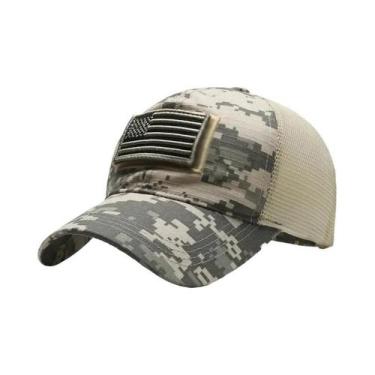 Imagem de Bandeira americana camuflagem adesivo bordado Baseball Cap Net Hat Men