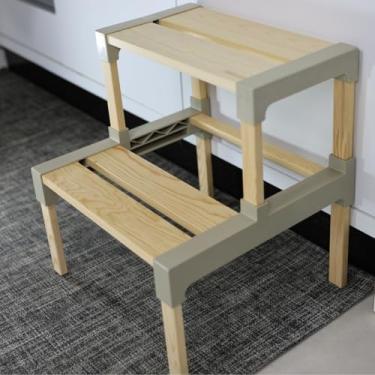 Imagem de Nabrise, Mini Escada Leve Funcional Multiuso em Madeira com 2 Degraus de Encaixe 2068