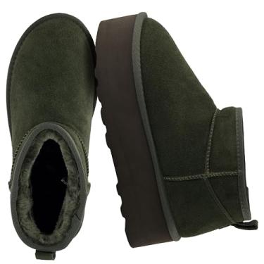 Imagem de CUSHIONAIRE Bota feminina Hippy de camurça genuína com plataforma + espuma viscoelástica, Verde, 7 Wide