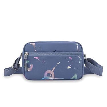 Imagem de Bolsa tiracolo feminina casual pequena bolsa de telefone carteira com alça de ombro ajustável leve à prova d'água bolsa de ombro de nylon, Azul, Casual
