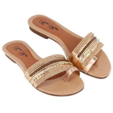Imagem de Sandália Rasteirinha Feminina Strass Diamante Confort-Feminino