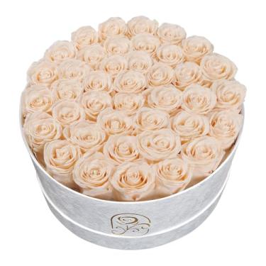 Imagem de Presentes para mulheres, caixa de flores de rosas preservadas, caixa de veludo de luxo com 40 rosas, flores preservadas, presente romântico para ela, esposa, namorada, aniversário, aniversário de
