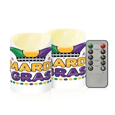 Imagem de Wassud Pacote com 2 velas divertidas de carnaval sem chamas com controle remoto, velas realistas cintilantes com temporizador, velas decorativas para Natal, casamento, festa, decoração de casa pequena
