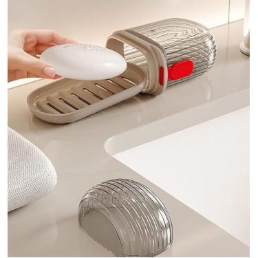 Imagem de Estojo de sabão de viagem, recipiente de sabão portátil à prova de vazamento de design de camada dupla com tampa para viagens, banheiro, chuveiro, academia, escola, acampamento, férias, ao ar livre