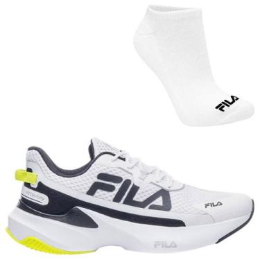 Imagem de Kit Tênis Fila Recovery Masculino e Meia, 42, Branco, Preto, Masculino
