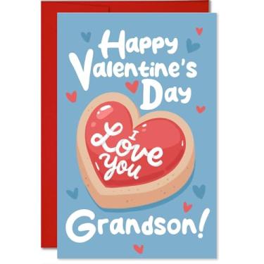 Imagem de MegaCalendars Cartão de Dia dos Namorados Neto - Cartão de Dia dos Namorados para Neto - Cartolina Mais Grossa - 13 x 20 Inclui Envelope - Design de Biscoito - Feito nos EUA