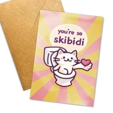 Imagem de Podagree Cartão comemorativo fofo "You're So Skibidi" meme, gato engraçado no vaso sanitário, cartão de humor Kawaii para crianças, adolescentes, amigos, geração Z, presente moderno de meme da
