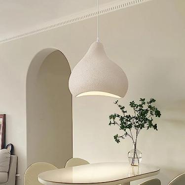 Imagem de Luminária pendente japonesa Wabi-sabi em resina, formato de gota d'água, soquete E27, ideal para iluminação de bares e restaurantes, salas de estar, quartos, pousadas e salões de exposições.