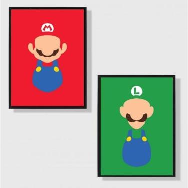 Imagem de Kit 2 Quadros Os Clássicos Do Vídeo Game 33X24Cm - Com Vidro