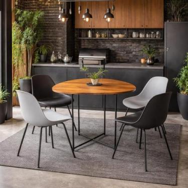 Imagem de Mesa De Jantar Tampo de Madeira Maçiça E Ferro Metalon com Design Indu