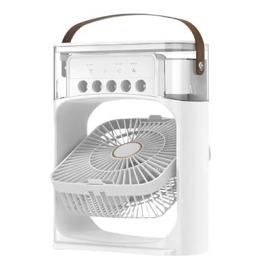 Imagem de Mini Climatizador Ventilador e Umidificador Portátil 3 em 1 USB, Ventilador de Mesa Silencioso, Para Casa, Escritório e Viagem, Luz LED Noturna, Reservatório de Água, 10W Bivolt