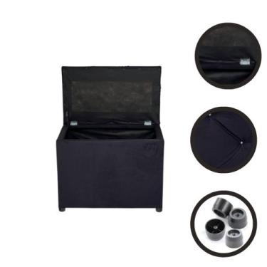 Imagem de Puff Baú Retangular Espaçoso Assento Decore Sua Casa Cozinha Escritóri