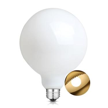Imagem de Lâmpada globo LED grande G125, lâmpada de filamento Edison LED vintage 15W branco macio 3000K G40 opala pérola leitosa vidro vintage, equivalente a 85 watts, base média E26 equivalente a 85 watts, não