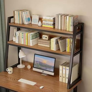 Imagem de Estante de mesa de mesa para mesa de computador, estante de mesa de dormitório, organizador de mesa de 2 níveis, rack de exibição de armazenamento de bancada multiuso para móveis de escritório