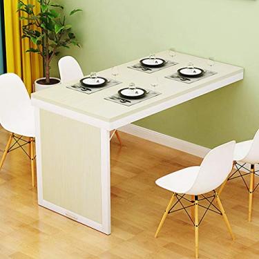 Imagem de Mesa de jantar dobrável de parede dobrável para pequenos espaços MDF multifuncional mesa de escritório em casa simplicidade moderna economia de espaço (Bege(a) 80 * 50 * 75 cm)