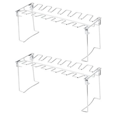 Imagem de Grelhador de perna de asa de frango em aço inoxidável Suporte dobrável para forno de churrasco para grelhar pernas de asas de frango e outros alimentos Durável à prova de ferrugem