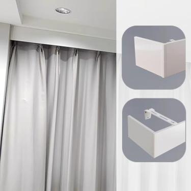 Imagem de Caixa de cortina para suporte de teto/parede – capa de painel defletor de sanefa blecaute, 1,0 m (3,3 pés) - Decoração de varão de cortina elegante, sem necessidade de trilha, perfeita para casa e