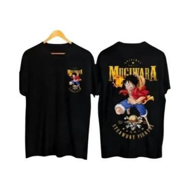 Imagem de Camiseta Branca Masculina De Manga Curta One Piece Distro, Melhor Vend