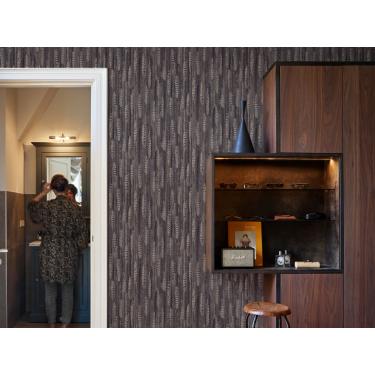 Imagem de Papel de Parede Inspire Penas Cinza e Marrom 17959