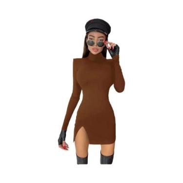 Imagem de Vestido Mini Preto Feminino Slim Fit De Manga Longa Para Primavera E O