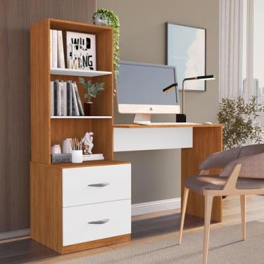 Imagem de Escrivaninha Com 2 Prateleiras E 2 Gavetas Compacto Ônix - Mobigu, Cin