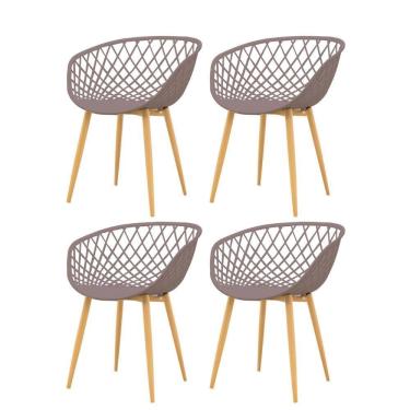 Imagem de Kit 4 Cadeiras Clarice Rivatti Polipropileno Camurça Base Metal