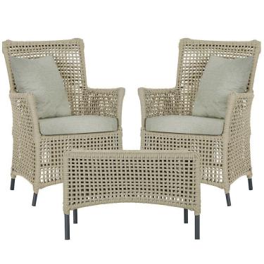 Imagem de 2 Poltronas 1 Mesa Igapó Em Alumínio Preta Corda Náutica E3 Rami