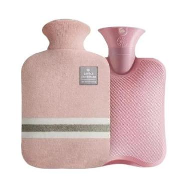 Imagem de Bolsa De Água Quente De Tricô Grosso Com Capa De Pelúcia Macia, Aquece