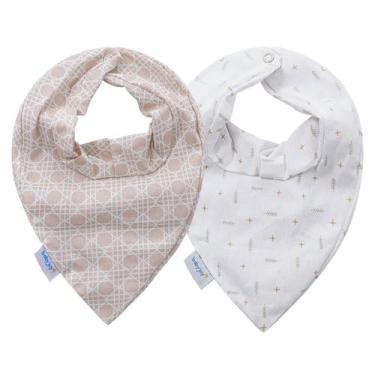 Imagem de Babador Bandana para Bebê 22 cm x 29 cm 02 Unidades - Baby Joy, Bege