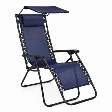 Imagem de Cadeira De Praia Camping Espreguiçadeira Gravidade 0 Com Quebra Sol Al