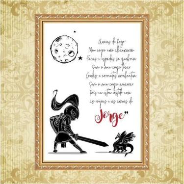 Imagem de Quadro Moldura Dourada Infantil São Jorge 24X18Cm