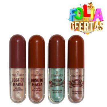 Imagem de Kit 4 Sombra Iluminador Holográfica Dose Magia Mia Make 3,5g