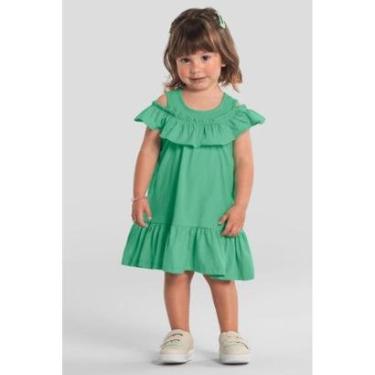 Imagem de Vestido infantil menina com babados Brandili -Verde-Feminino