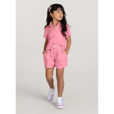 Imagem de Camisa cropped infantil menina Brandili Rosa-Feminino