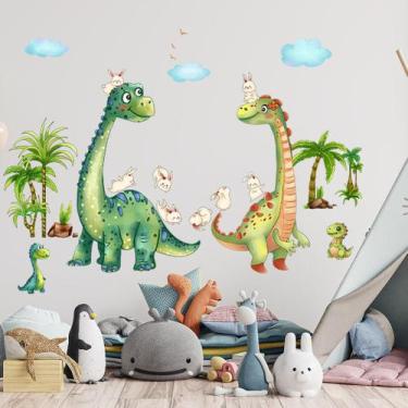 Imagem de Adesivo de parede, desenho animado, dinossauro para decoração de quart