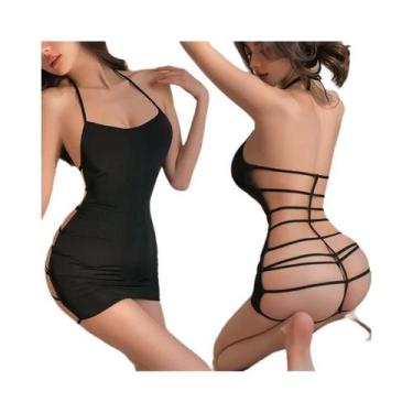 Imagem de Camisola Transparente Preta Com Alças Para Mulheres, Conjunto De Linge
