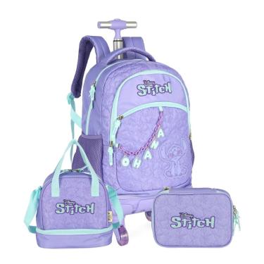 Imagem de Mochila de Rodas Stitch Disney Ohana Lancheira Estojo Box