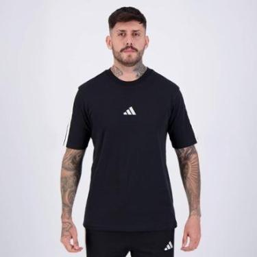 Imagem de Camiseta Adidas 3 Stripes Logo Preta e Branca-Masculino