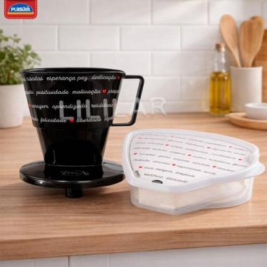 Imagem de Kit Porta Filtro Café 850ml + Suporte Filtro Papel com Encaixe Café Co