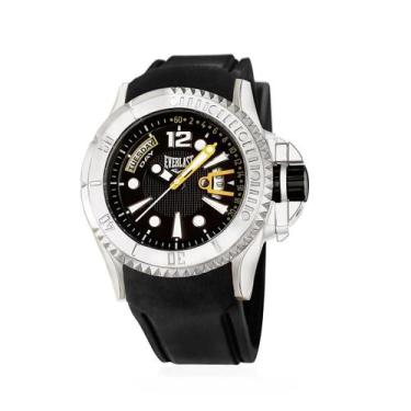 Imagem de Relógio Everlast Masculino Caixa Aço Trabalho e Dia a Dia, Preto