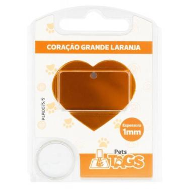 Imagem de Plaquinha de Identificação Personalizada - Coração Laranja G - Pets Ta