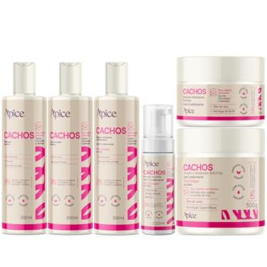 Imagem de Kit Apse Cachos Completo 6 Produtos Com Mousse E Ativador Tratamento Capilar Cacheado Vegano