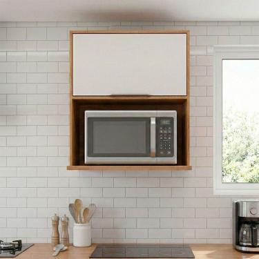 Imagem de Armário Aéreo Cozinha 80 Cm Brilhante 1 Porta 100% Mdf Cinamomo/Offwhite - Mgm Móveis