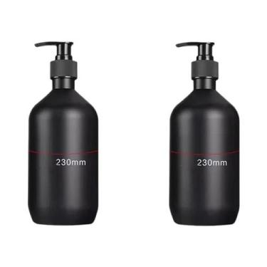 Imagem de Dispensador De Sabonete Líquido Recarregável Preto Fosco 300/500ML Par