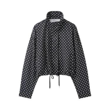 Imagem de Jaqueta Casual Feminina Com Estampa De Bolinhas, Manga Comprida, Gola 