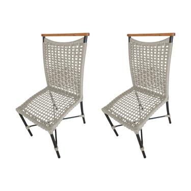 Imagem de Kit 2 Cadeiras Anne Corda Náutica Detalhe Em Madeira Base Alumínio Preto-areia