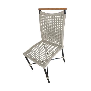 Imagem de Cadeira Anne Corda Náutica Detalhe Em Madeira Base Alumínio Preto-areia